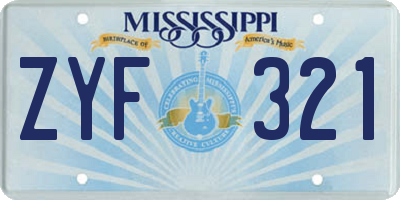 MS license plate ZYF321