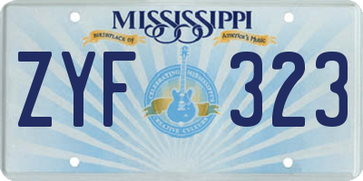 MS license plate ZYF323