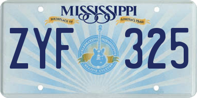 MS license plate ZYF325