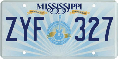 MS license plate ZYF327