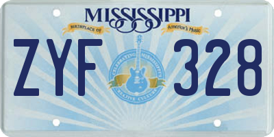 MS license plate ZYF328