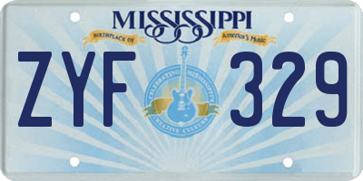 MS license plate ZYF329