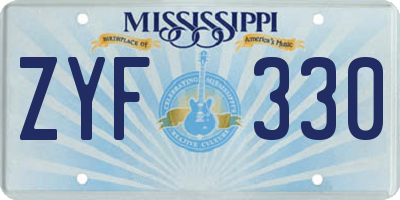 MS license plate ZYF330