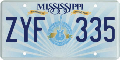 MS license plate ZYF335
