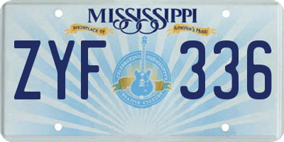 MS license plate ZYF336