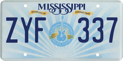MS license plate ZYF337