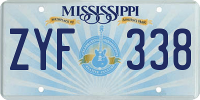 MS license plate ZYF338