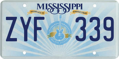 MS license plate ZYF339