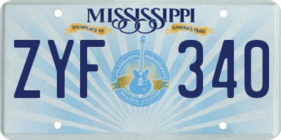 MS license plate ZYF340