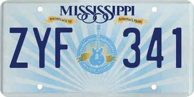 MS license plate ZYF341