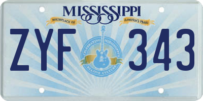 MS license plate ZYF343