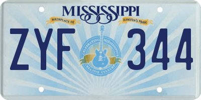 MS license plate ZYF344
