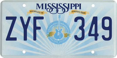 MS license plate ZYF349