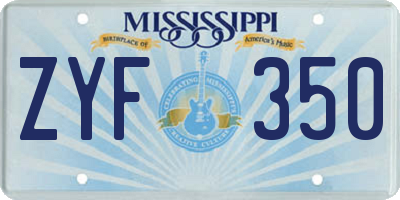 MS license plate ZYF350