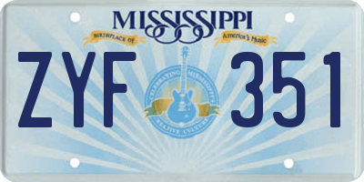 MS license plate ZYF351