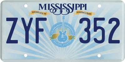 MS license plate ZYF352