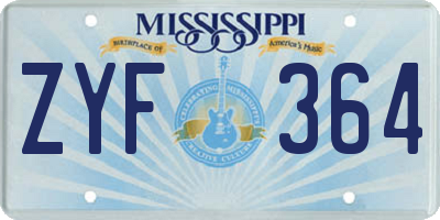 MS license plate ZYF364