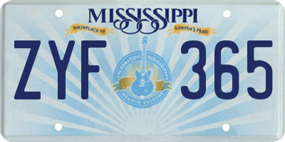 MS license plate ZYF365