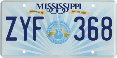 MS license plate ZYF368