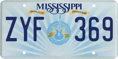 MS license plate ZYF369