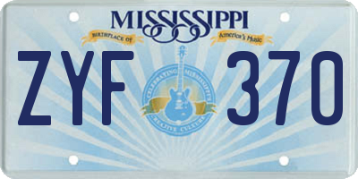 MS license plate ZYF370