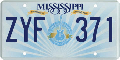 MS license plate ZYF371