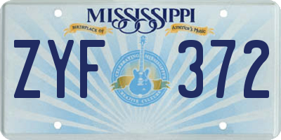 MS license plate ZYF372