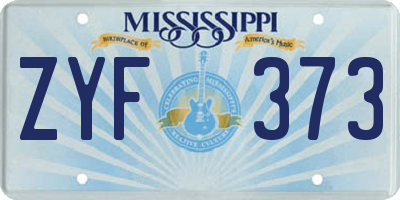 MS license plate ZYF373
