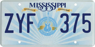 MS license plate ZYF375