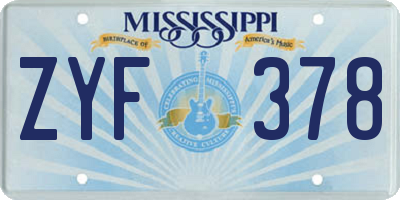MS license plate ZYF378