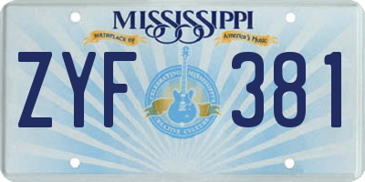 MS license plate ZYF381