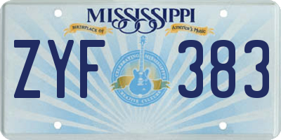 MS license plate ZYF383