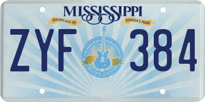 MS license plate ZYF384