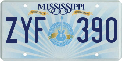 MS license plate ZYF390