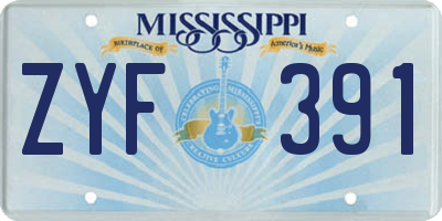 MS license plate ZYF391
