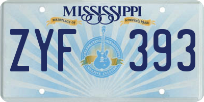 MS license plate ZYF393