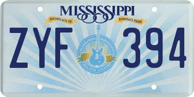 MS license plate ZYF394