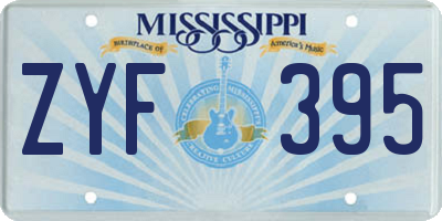 MS license plate ZYF395
