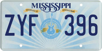 MS license plate ZYF396