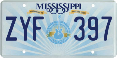 MS license plate ZYF397