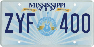 MS license plate ZYF400