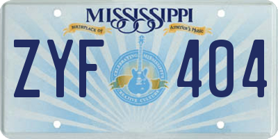 MS license plate ZYF404