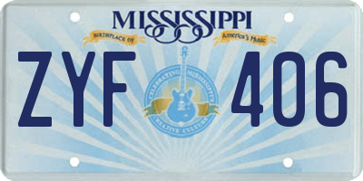 MS license plate ZYF406