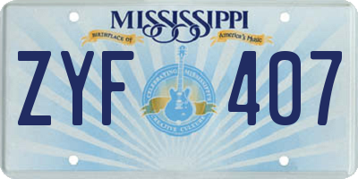 MS license plate ZYF407