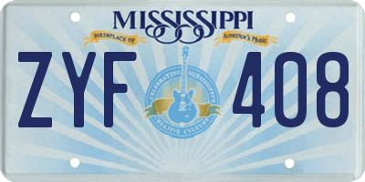 MS license plate ZYF408