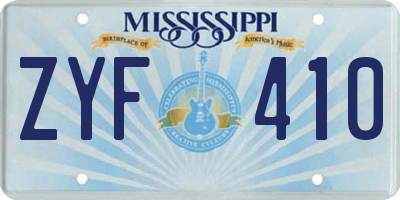 MS license plate ZYF410