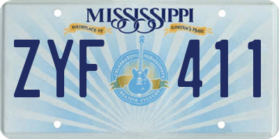 MS license plate ZYF411
