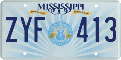 MS license plate ZYF413