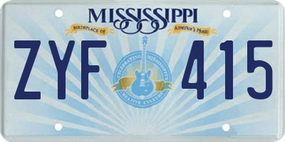 MS license plate ZYF415