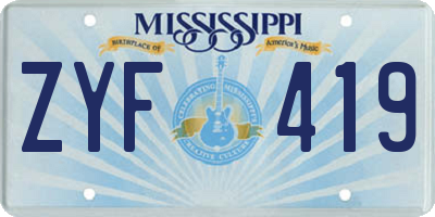 MS license plate ZYF419